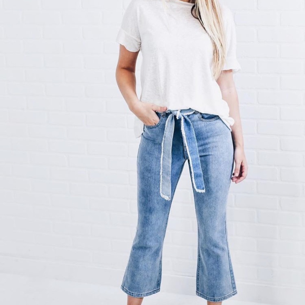 NEW with tags. Belted crop jeans